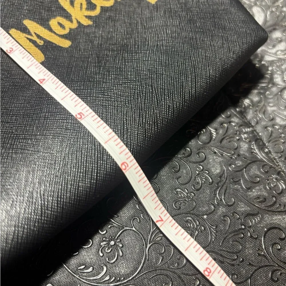 Kiss + Makeup Black Cosmetic Pouch with Gold Script NWOT